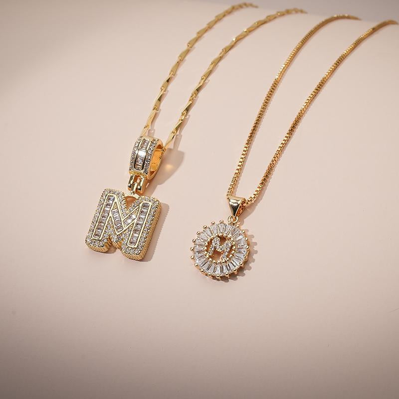 2 Count Initial Letter Pendant Necklaces with Zircon Stones for Women 26 Alphabet Necklace Fashion Jewelry for Parties & Birthdays Valentine'S Day Gift Deals for You Days