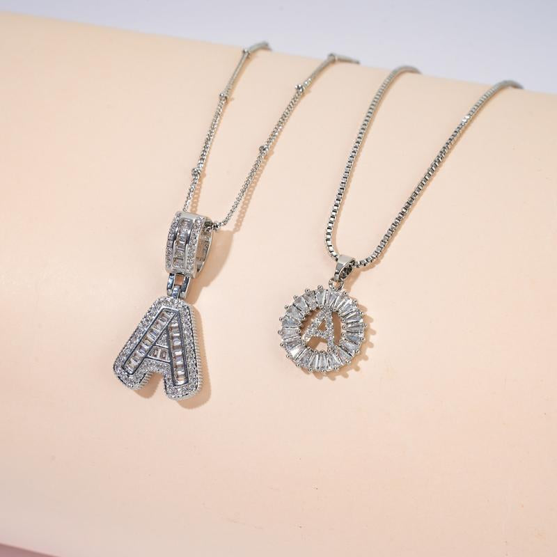 2 Count Initial Letter Pendant Necklaces with Zircon Stones for Women 26 Alphabet Necklace Fashion Jewelry for Parties & Birthdays Valentine'S Day Gift Deals for You Days