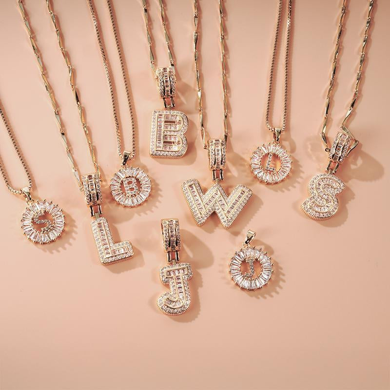 2 Count Initial Letter Pendant Necklaces with Zircon Stones for Women 26 Alphabet Necklace Fashion Jewelry for Parties & Birthdays Valentine'S Day Gift Deals for You Days