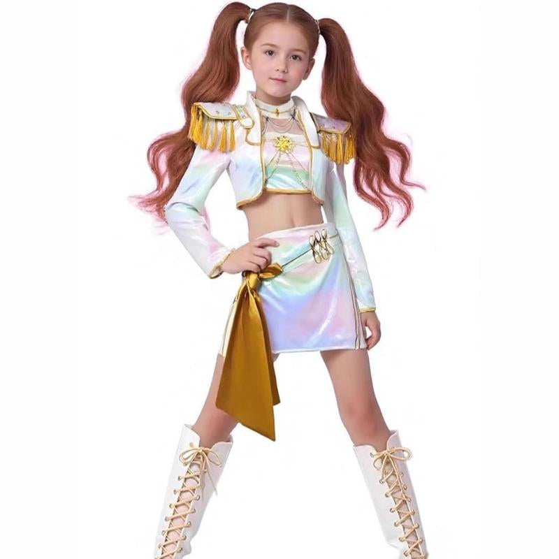 Pearl White Kids Halloween Role Playing Costume Adorable Demon Cosplay Cute Stage Outfit