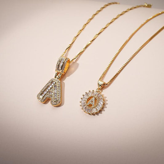 2 Count Initial Letter Pendant Necklaces with Zircon Stones for Women 26 Alphabet Necklace Fashion Jewelry for Parties & Birthdays Valentine'S Day Gift Deals for You Days
