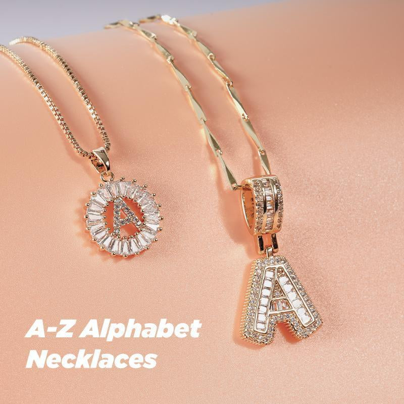 2 Count Initial Letter Pendant Necklaces with Zircon Stones for Women 26 Alphabet Necklace Fashion Jewelry for Parties & Birthdays Valentine'S Day Gift Deals for You Days